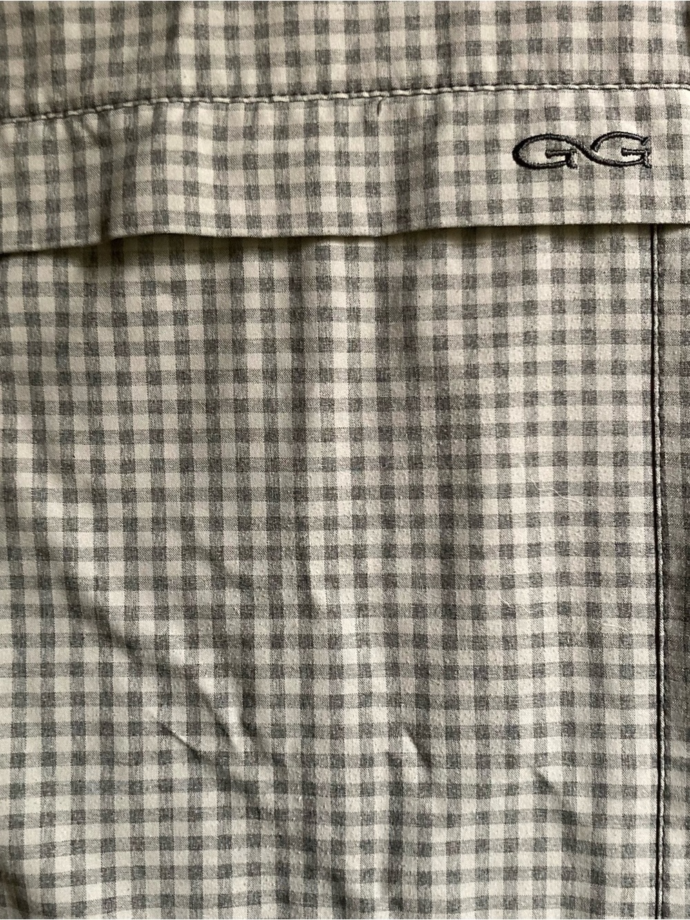 Game Guard Short Sleeve Button Up Shirt Men’s Large Gray Check Fishing 1041 - Picture 3 of 11